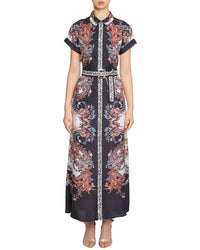 Marchesa Notte Belted Twill Shirt Dress