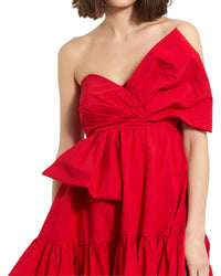 Mac Duggal Mac Duggal Faille Strapless Twist Bow Mini Dress