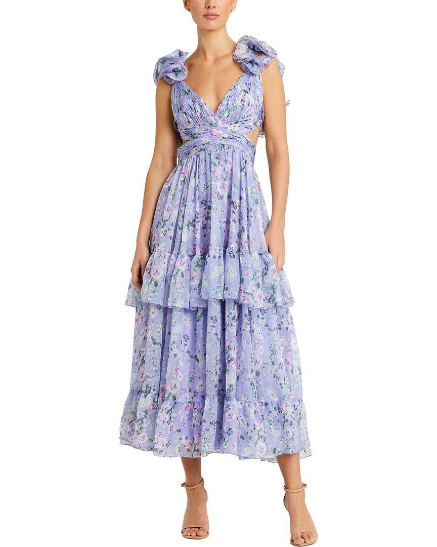Mac Duggal Cut-Out Floral Midi Dress