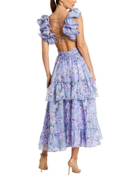 Mac Duggal Cut-Out Floral Midi Dress