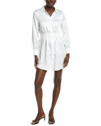 Marion Cinched Pleated Satin Shirtdress