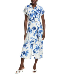 Marion Belted Cuff Sleeves Floral Dress