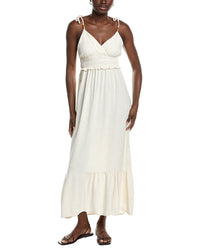 Marion Beaded Linen-Blend Strap Ruffled Dress