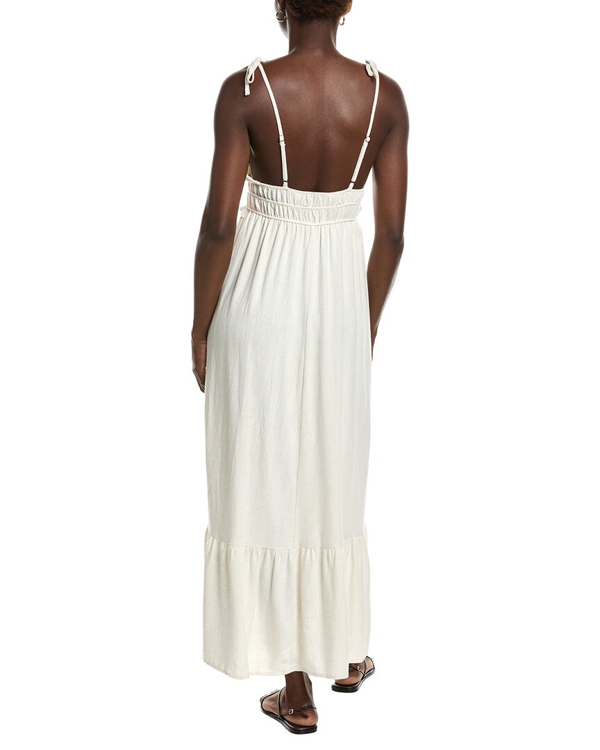 Marion Beaded Linen-Blend Strap Ruffled Dress