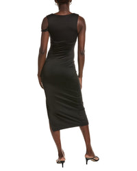 Marion Twisted Shoulder Asymmetric Slit Dress