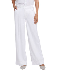 Nydj Mona Linen-Blend White Wide Leg Jean