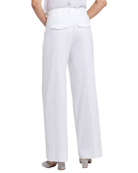 Nydj Mona Linen-Blend White Wide Leg Jean