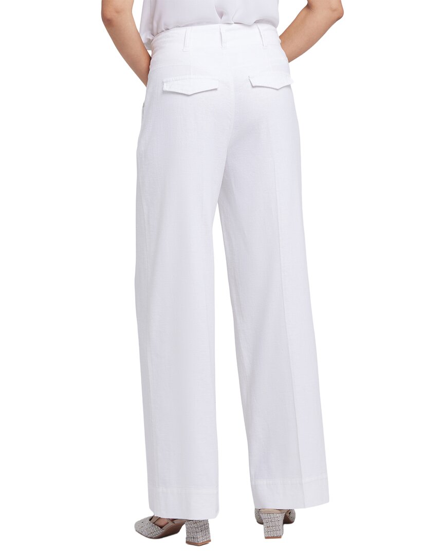 Nydj Mona Linen-Blend White Wide Leg Jean