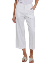 Nydj Wide Leg Linen-Blend White Crop Jean