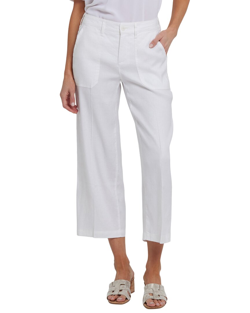 Nydj Wide Leg Linen-Blend White Crop Jean