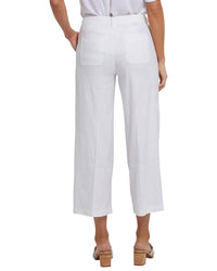 Nydj Wide Leg Linen-Blend White Crop Jean
