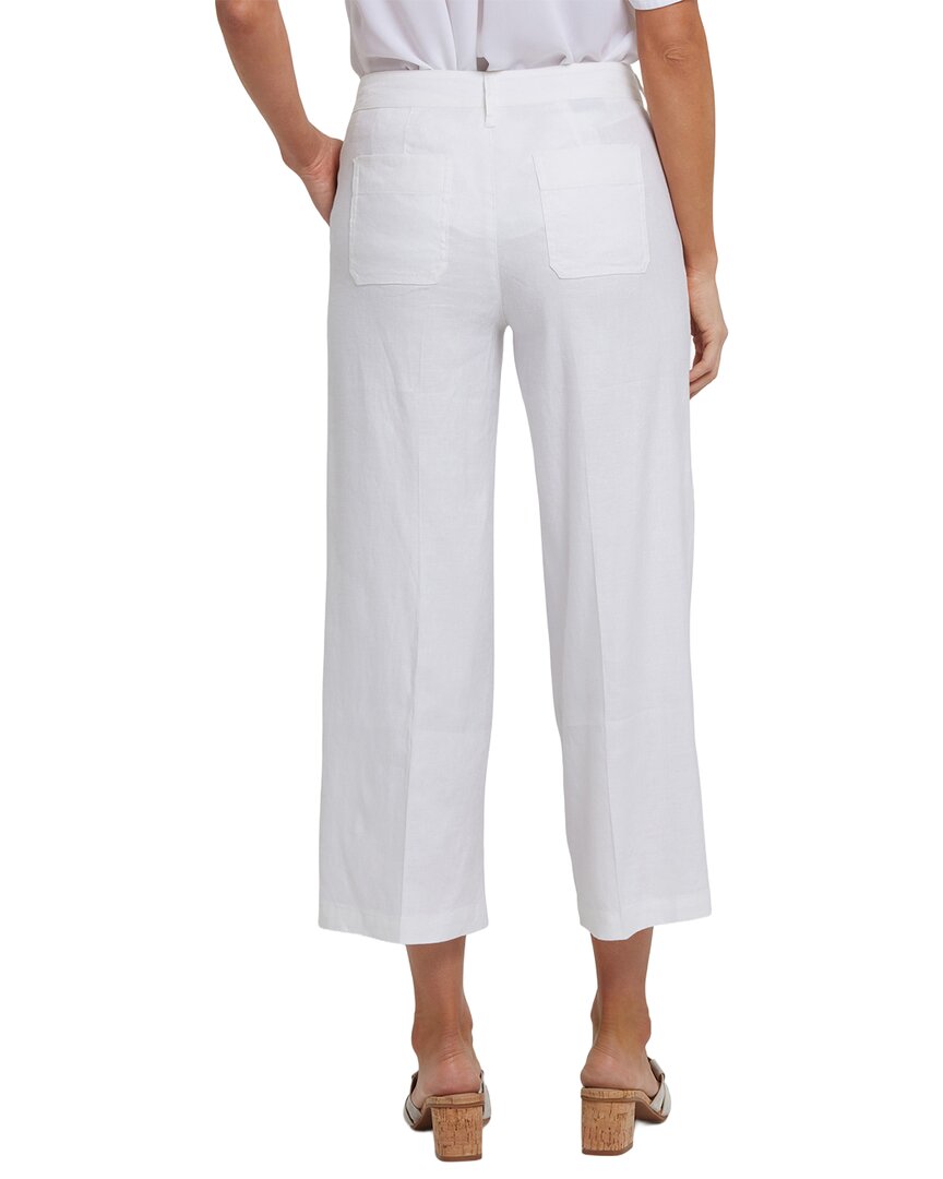 Nydj Wide Leg Linen-Blend White Crop Jean