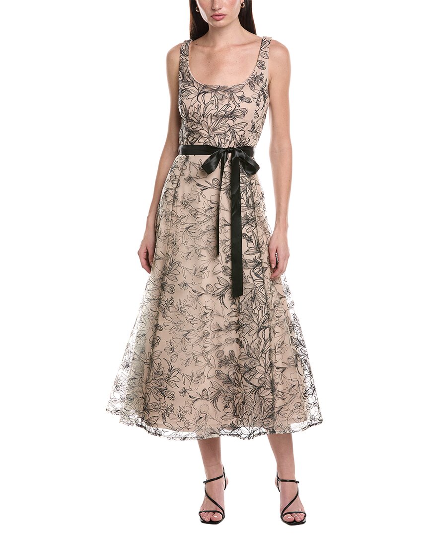 Maison Tara Embroidery Mesh Midi Dress