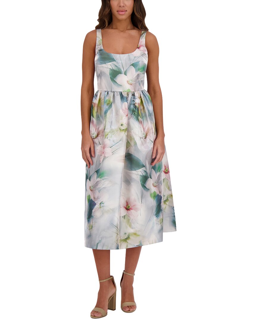 Kensie Printed Shimmer Twill Midi Dress
