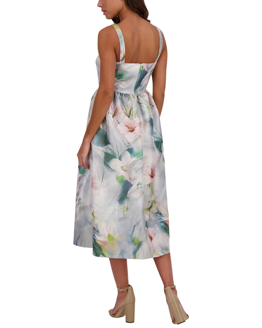 Kensie Printed Shimmer Twill Midi Dress