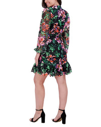 Kensie Printed Heavy Lace Mini Dress