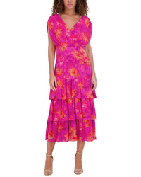 Kensie Printed Burnout Woven Midi Dress