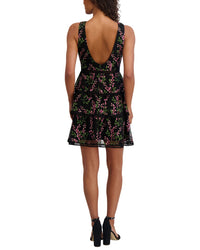 Kensie Embroidered Mesh Mini Dress