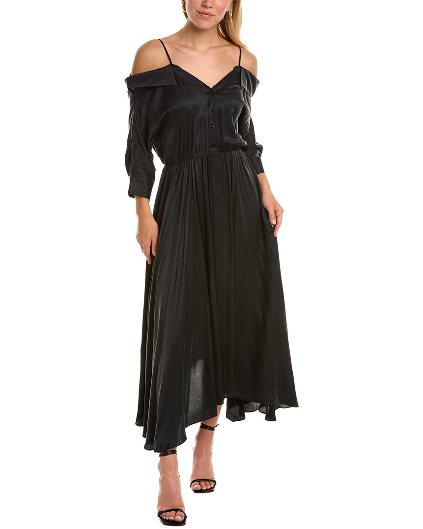Simkhai Kiari Silk-Blend Shirtdress Regular 0 (XS) Black