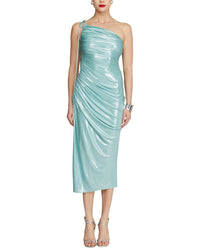 Halston Mona One Shoulder Midi Dress