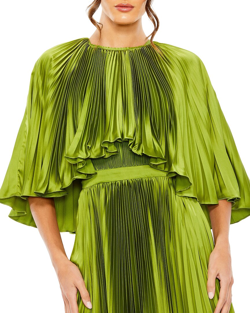 Mac Duggal Pleated Caplet T-Length Gown Dress