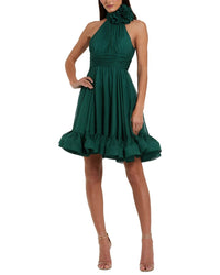 Mac Duggal Sleeveless Chiffon Mini Dress With 3D Flower
