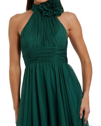 Mac Duggal Sleeveless Chiffon Mini Dress With 3D Flower