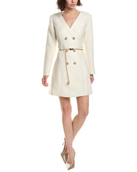 Pascale La Mode Tweed Fitted Linen-Blend Coat Dress