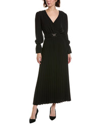 Pascale La Mode Pascale La Mode Solid Pleated Hem Midi Dress