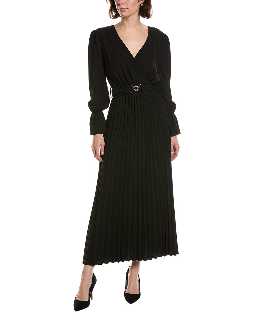 Pascale La Mode Pascale La Mode Solid Pleated Hem Midi Dress