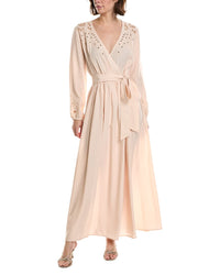 Pascale La Mode Pascale La Mode Laser Cut Embroidery Wrap Dress