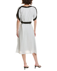 Pascale La Mode Pascale La Mode V-Neck Belted Linen-Blend Midi Dress