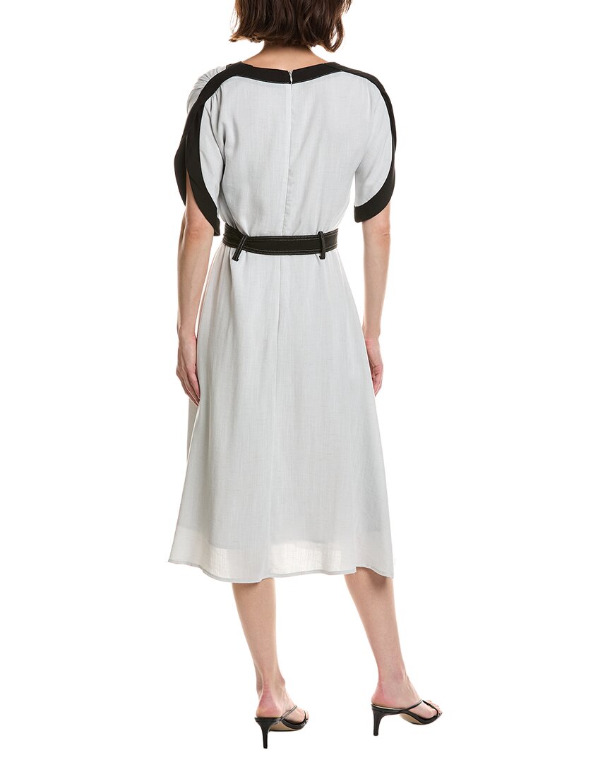 Pascale La Mode Pascale La Mode V-Neck Belted Linen-Blend Midi Dress