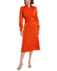 Pascale La Mode Pascale La Mode Satin Corset Waist Shirtdress