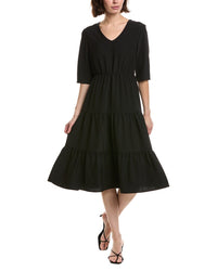 Pascale La Mode Pascale La Mode Solid Ruffle Hem Midi Dress
