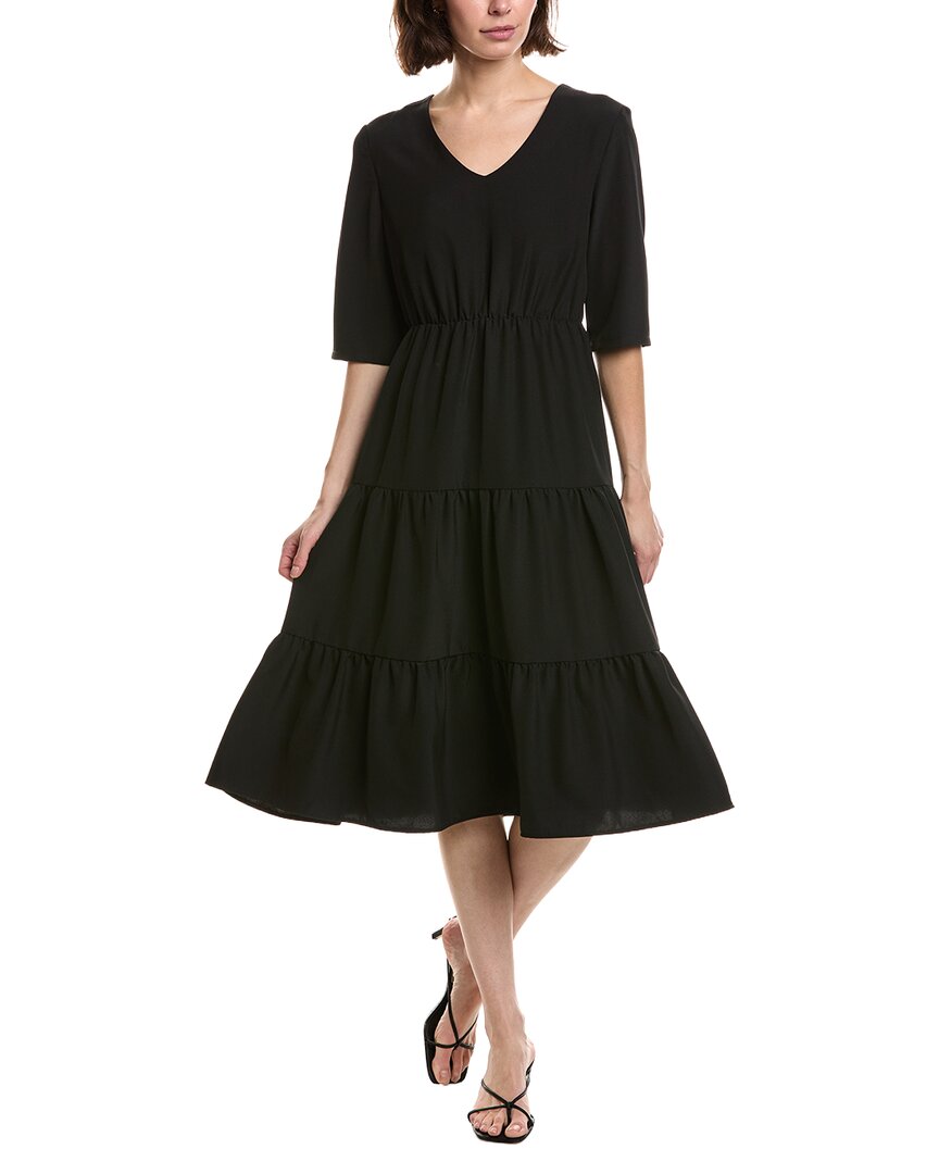 Pascale La Mode Pascale La Mode Solid Ruffle Hem Midi Dress