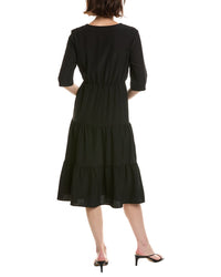 Pascale La Mode Pascale La Mode Solid Ruffle Hem Midi Dress