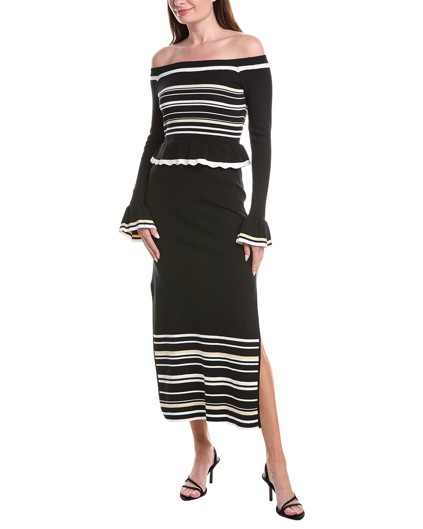 Adrianna Papell Off-The-Shoulder Shoulder Knit Midi Dress