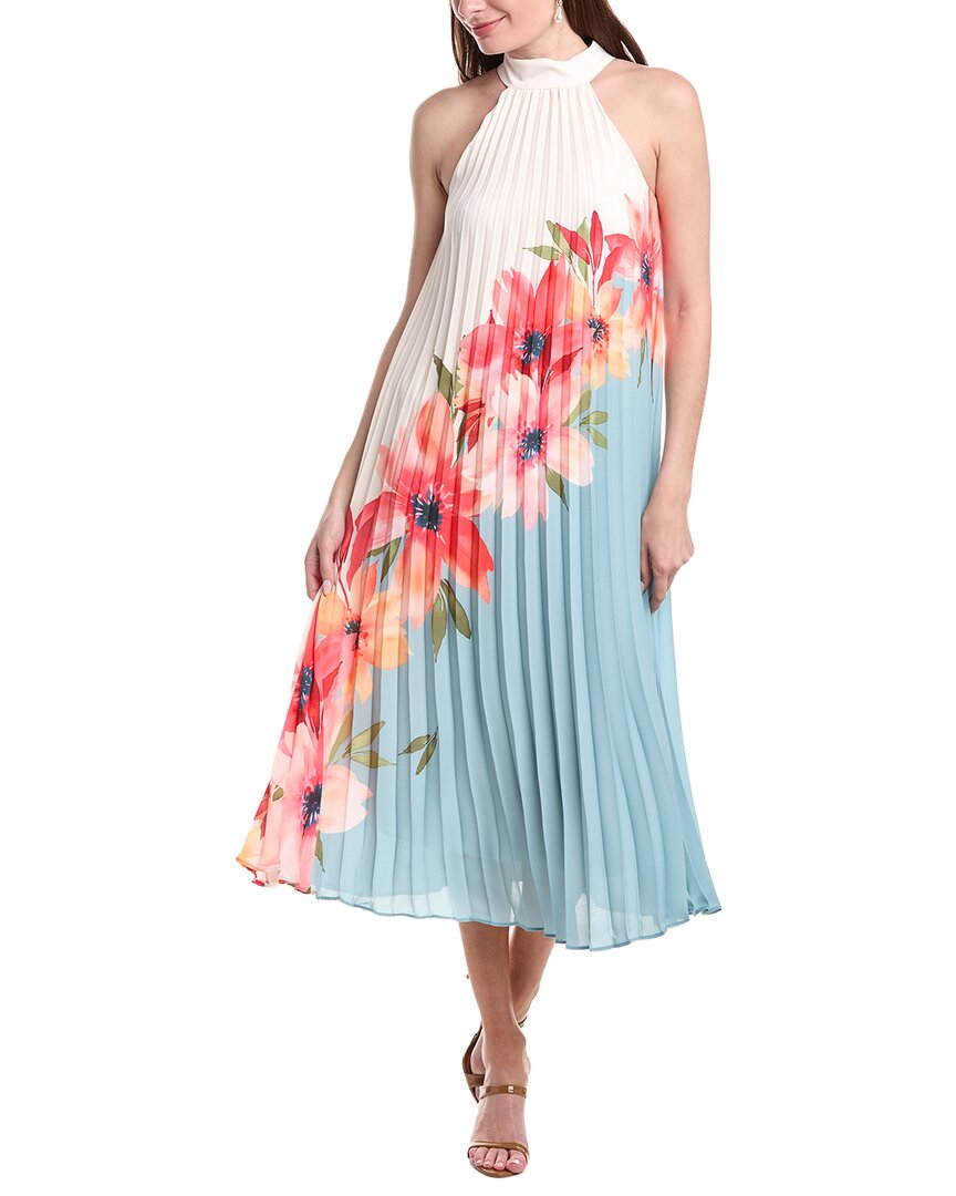 Adrianna Papell Floral Pleated Chiffon Dress