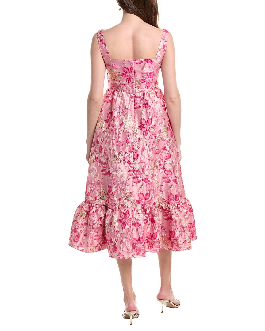 Adrianna Papell Jacquard Flounce Midi Dress