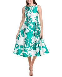 Adrianna Papell A-Line Twill Midi Dress