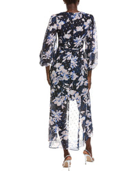 Eliza J Long Sleeve Printed Midi Dress