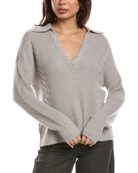 THE CASHMERE PROJECT The Cashmere Project Shaker Cable Johnny Collar Cashmere Sweater