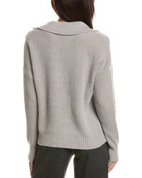 THE CASHMERE PROJECT The Cashmere Project Shaker Cable Johnny Collar Cashmere Sweater