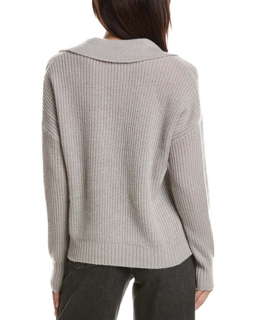 THE CASHMERE PROJECT The Cashmere Project Shaker Cable Johnny Collar Cashmere Sweater