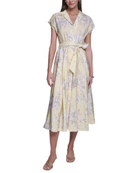 Halston Halston Butterfly Sleeve Midi Dress