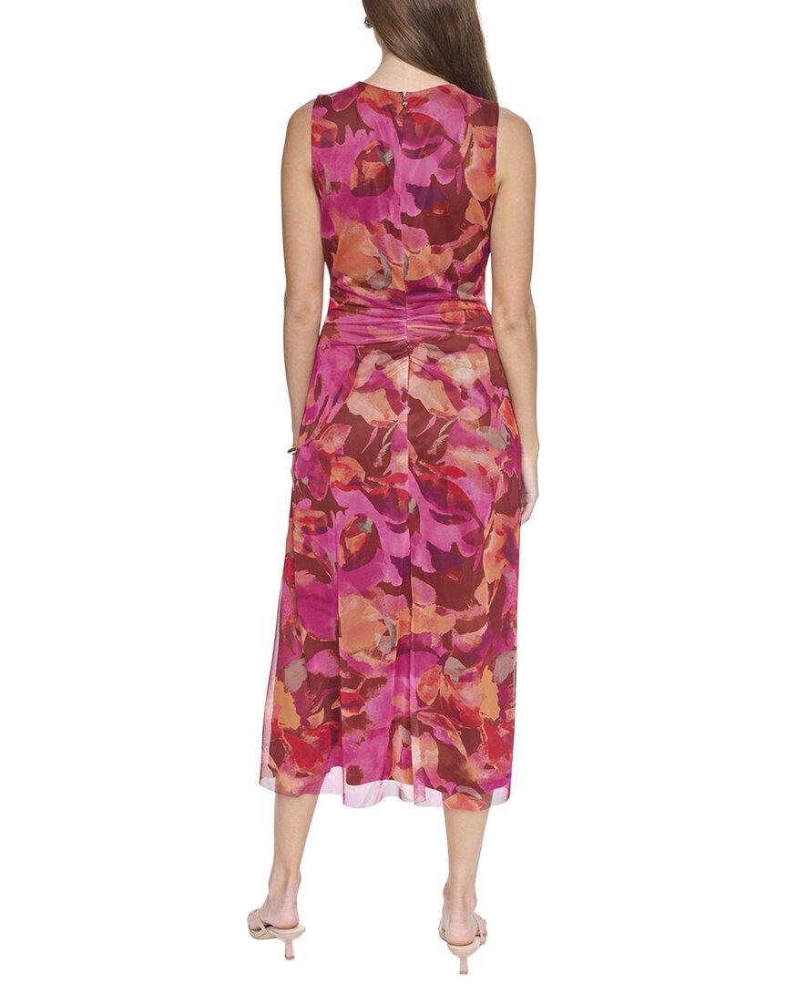 Halston Halston Mesh Printed Midi Dress