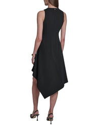 Halston Asymmetrical Hem Midi Dress