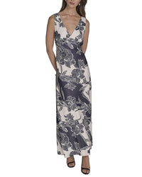 Halston Sleeveless V-Neck Midi Dress