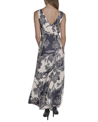 Halston Sleeveless V-Neck Midi Dress